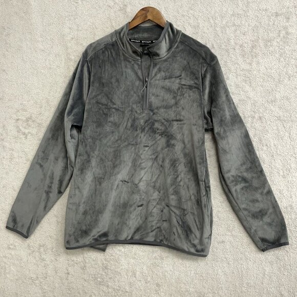 NWOT Spyder Mens Gray Quarter-Zip Pullover Size L Ribbed Texture Polyester - Picture 1 of 10